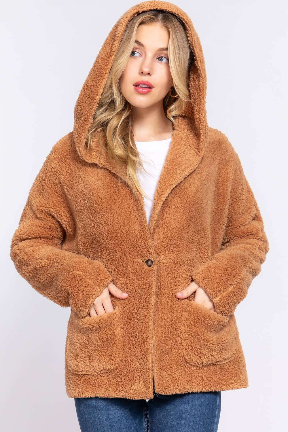 Dolman Sleeve Hoodie Sherpa Jacket