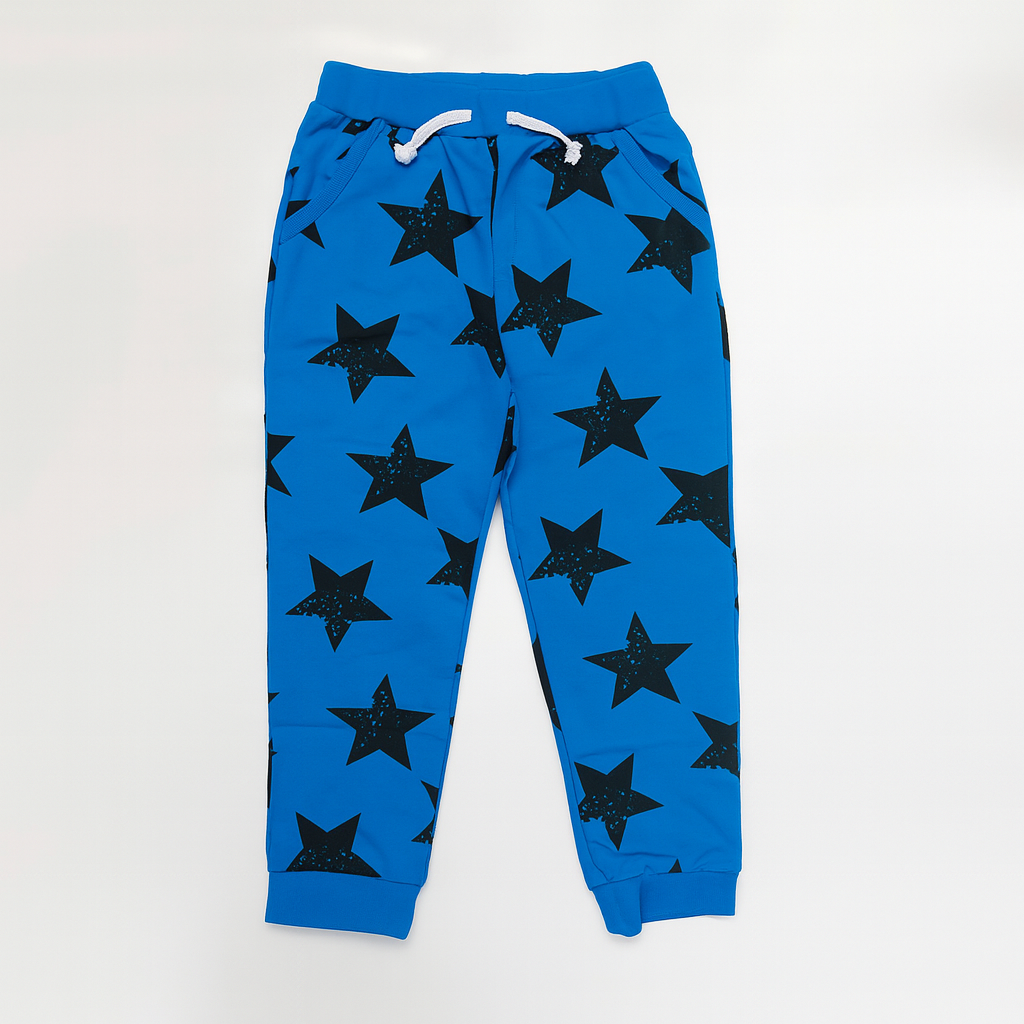 Kapital K Boys Blue & Black Star Print Terry Joggers (2T–7)