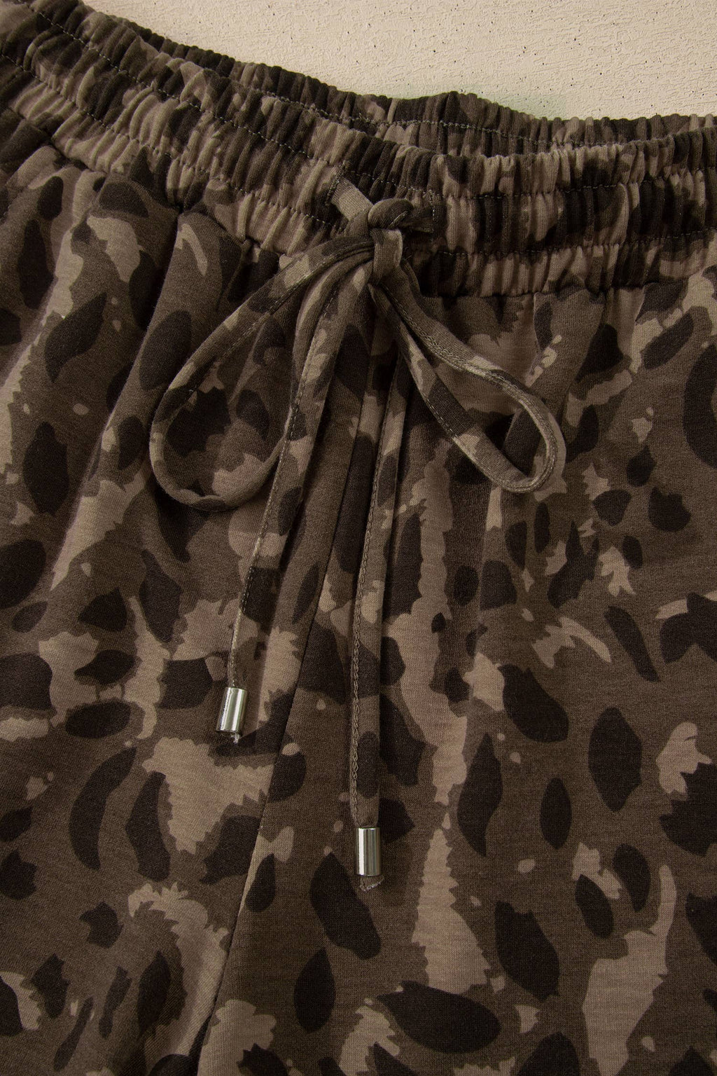 Leopard Raw Seam Patchwork Pullover Drawstring Pant Set