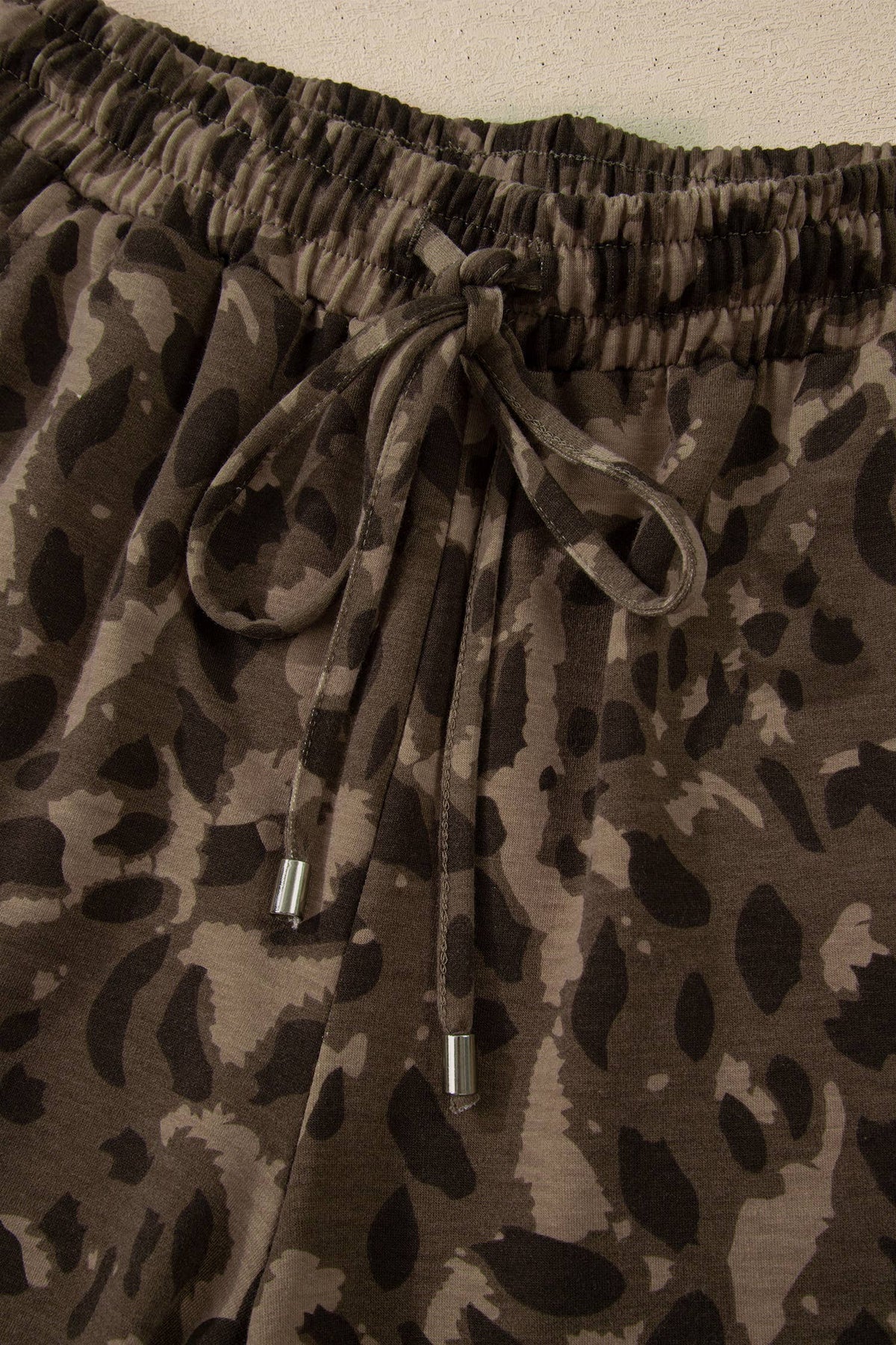 Leopard Raw Seam Patchwork Pullover Drawstring Pant Set