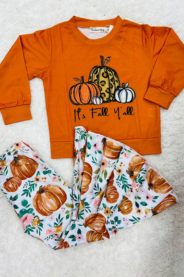 Halloween IT'S FALL Y'ALL girls boutique set XCH0010-4H