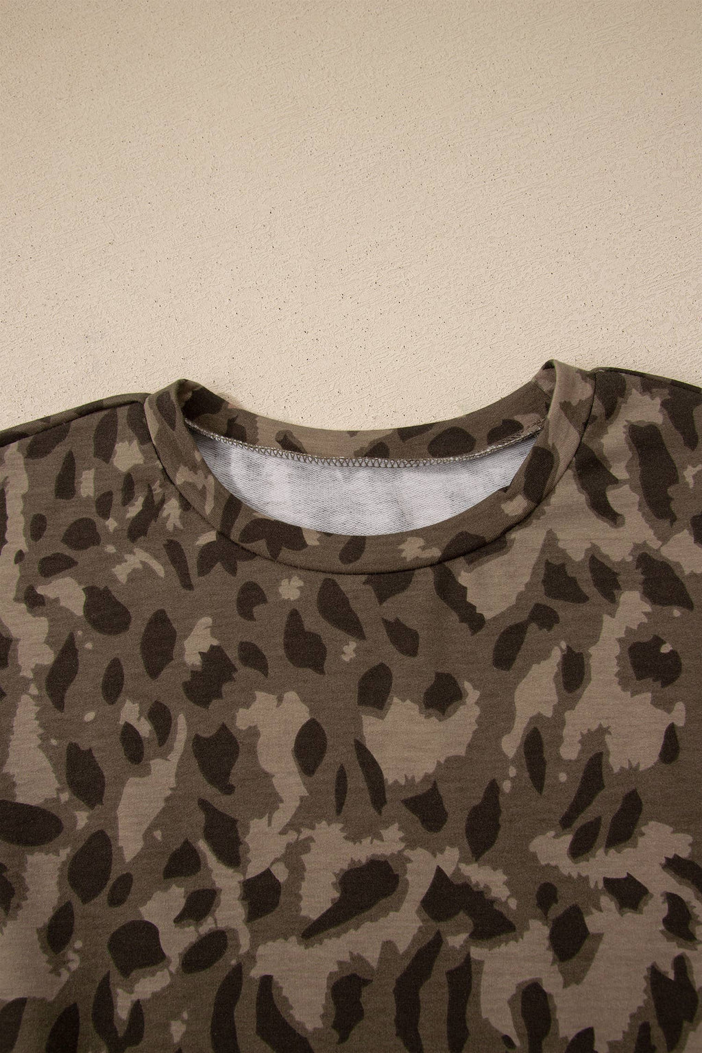 Leopard Raw Seam Patchwork Pullover Drawstring Pant Set