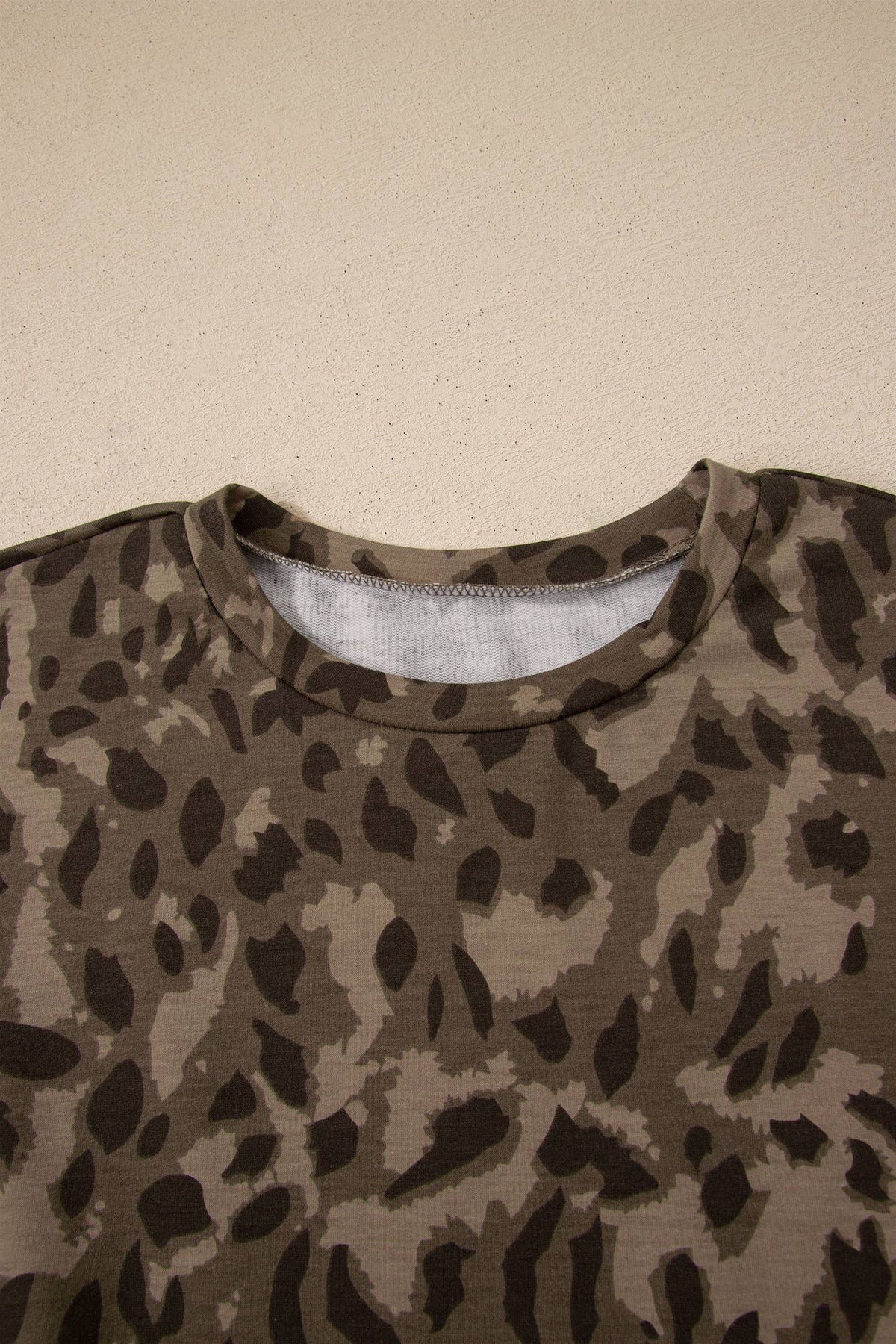 Leopard Raw Seam Patchwork Pullover Drawstring Pant Set
