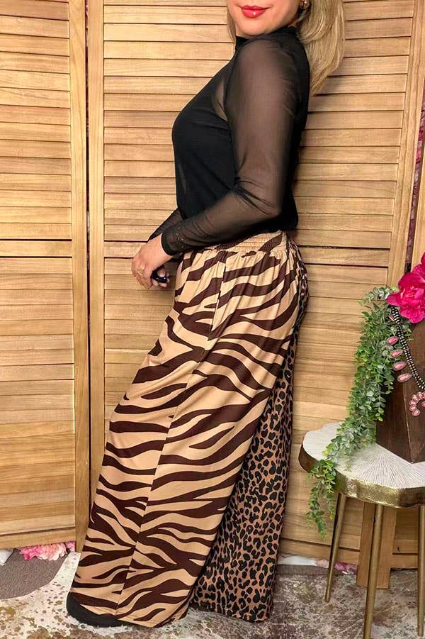 Western leopard wide leg women's boutique pant XCH17333