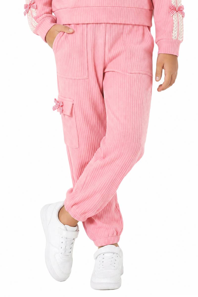 GKP-Q26-38282A Girls Knit Ribbed Jogger Pant