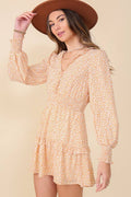 Floral Print Short V Neck  Dress