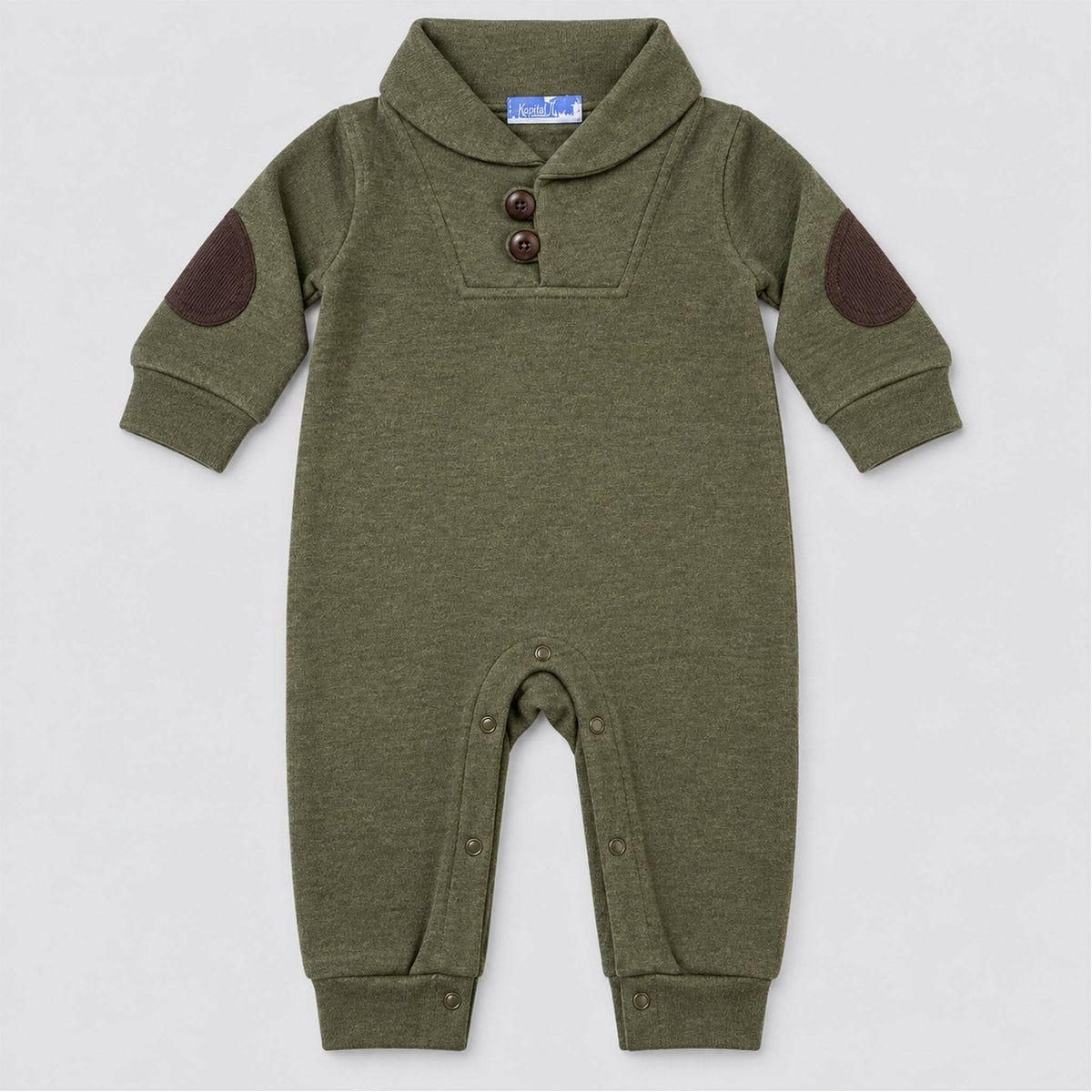 Kapital K Baby Boys Olive Shawl Collar Romper