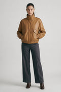 Faux Leather Bomber Jacket w/ pockets