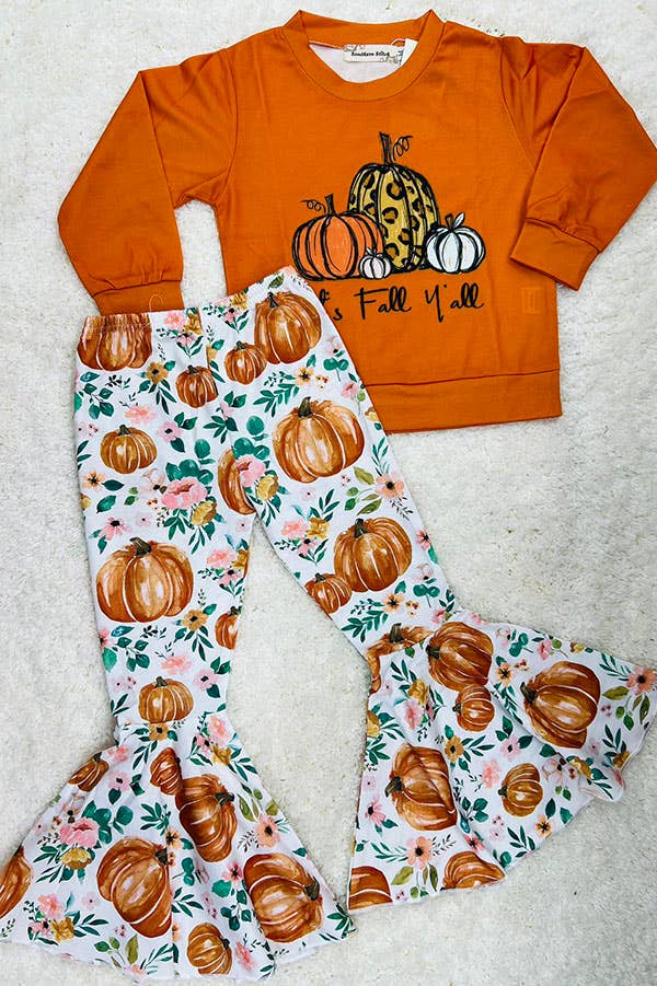 Halloween IT'S FALL Y'ALL girls boutique set XCH0010-4H