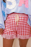 LDC Plaid Gingham Print Ruffled Shorts|S-4X