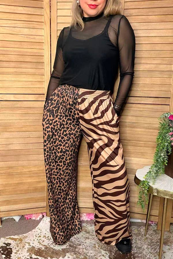Western leopard wide leg women's boutique pant XCH17333