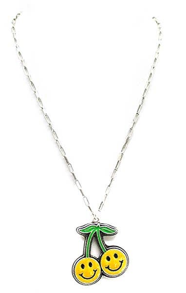 Twin Smiling Cherry Necklace