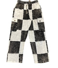 Cotton Black & White Patch Wide Leg Cargo Pant D955