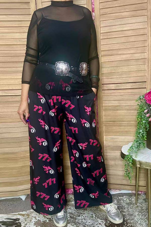 Western 777 & 8-balls wide leg women boutique pant GJQ17195