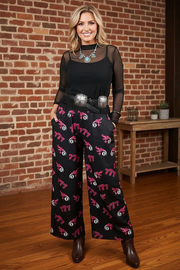Western 777 & 8-balls wide leg women boutique pant GJQ17195