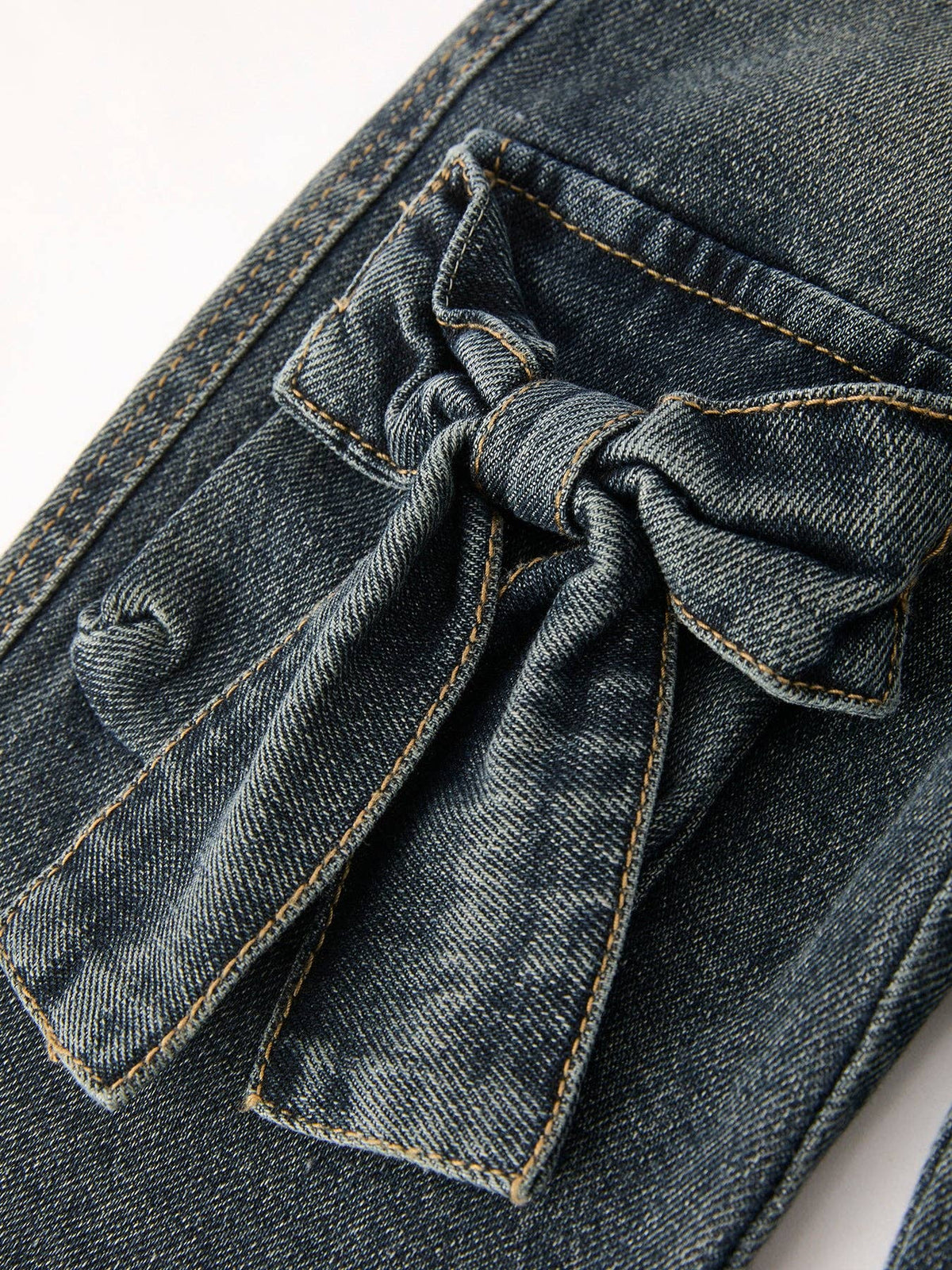 Bow Stretch Wide-Leg Jeans