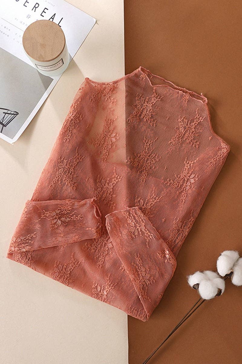Sheer Lace Long Sleeve Top