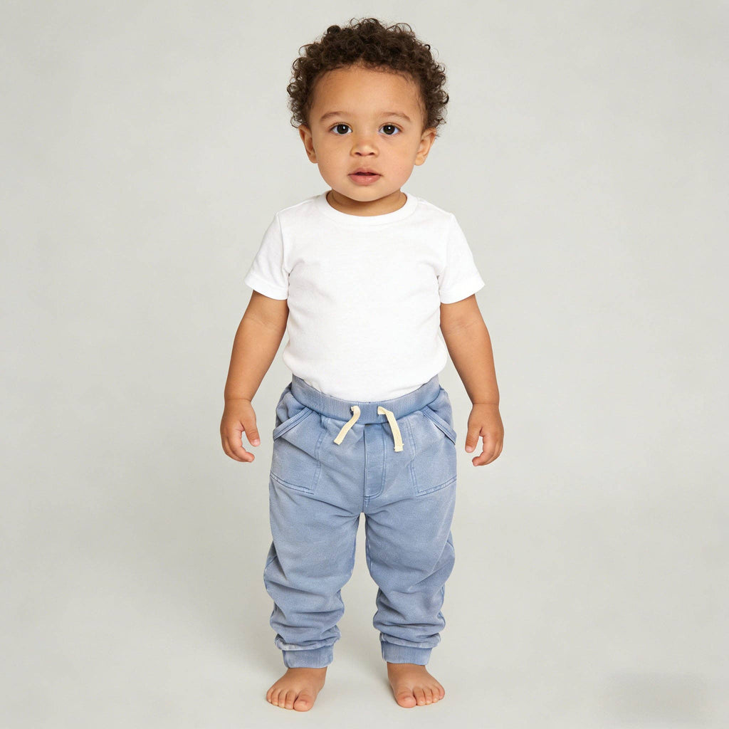 Kapital K Baby Blue Mineral Wash Denim-Look Joggers