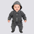 Kapital K Baby Black Mineral Wash Hooded Fleece Romper
