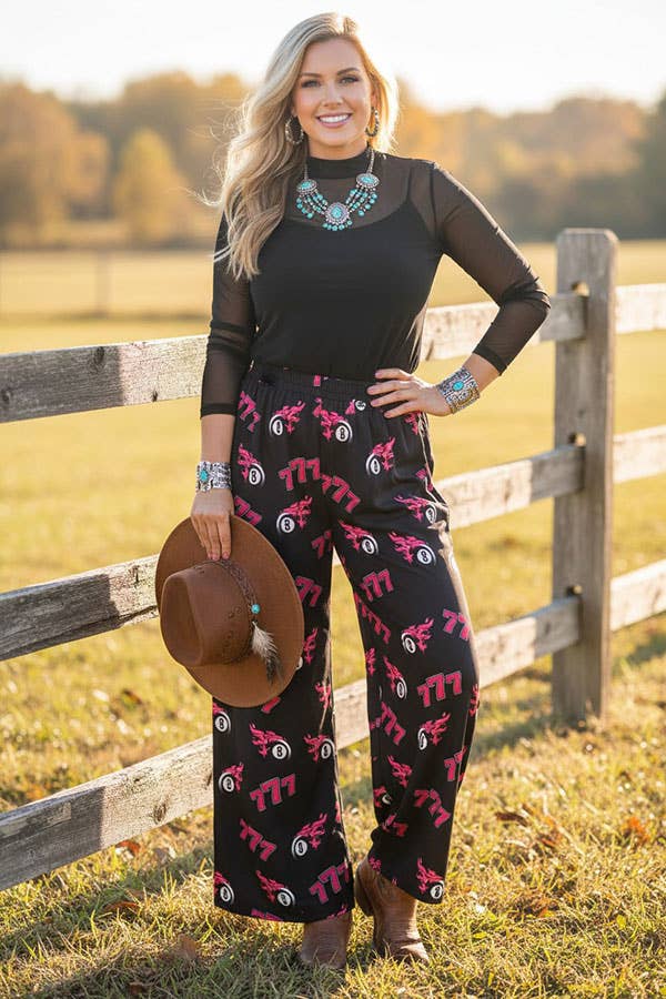 Western 777 & 8-balls wide leg women boutique pant GJQ17195