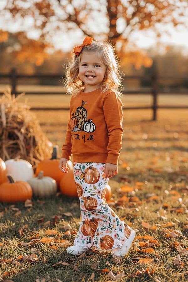 Halloween IT'S FALL Y'ALL girls boutique set XCH0010-4H