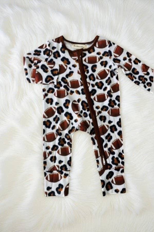 Leopard & Football long sleeve infant baby onesies XCH05002