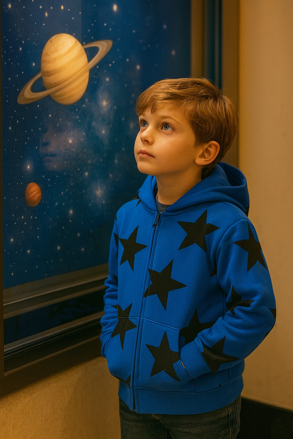 Kapital K Boys Blue & Black Star Print Terry Joggers (2T–7)