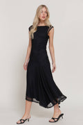 0106 Sleeveless Asymmetric Mesh Midi Dress SI-29299