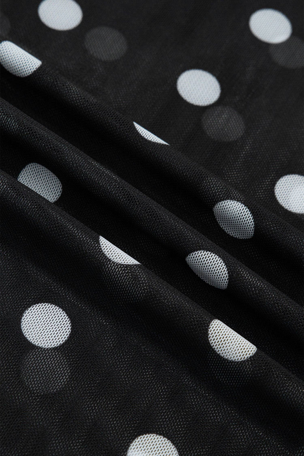 LALA LOO Plus Size Polka Dot Mesh Mock Neck Top