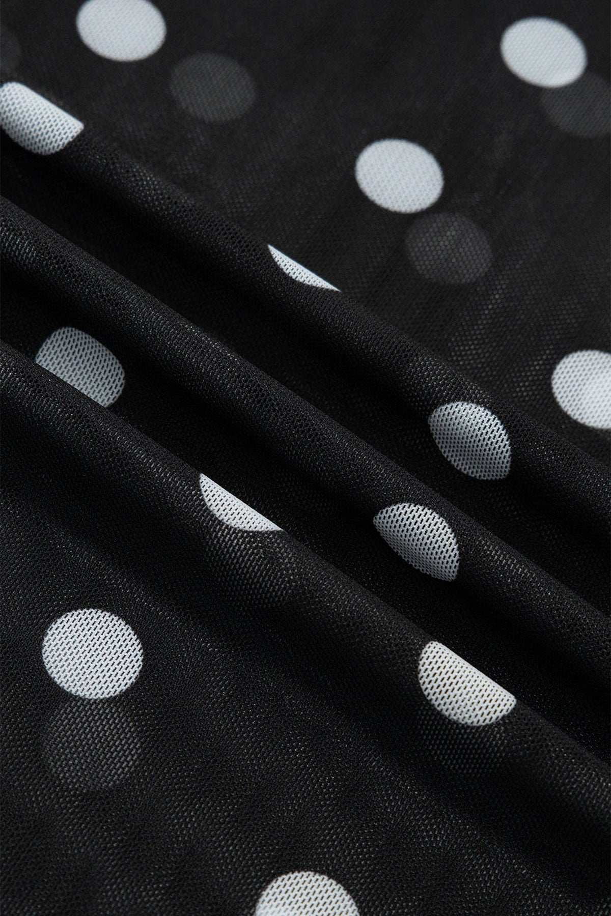 LALA LOO Plus Size Polka Dot Mesh Mock Neck Top