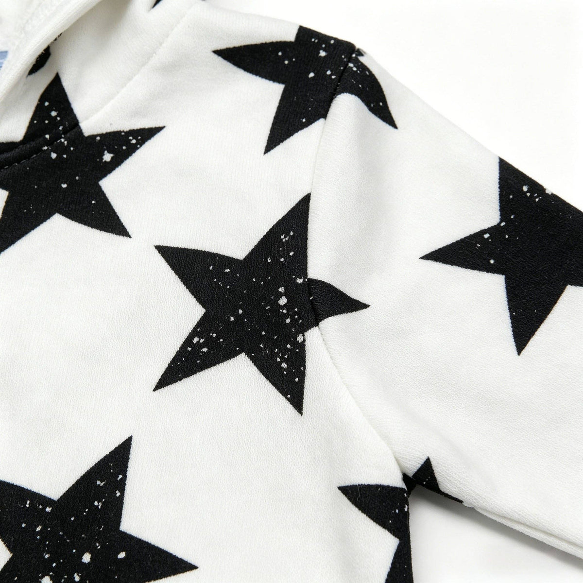 Kapital K Baby White & Black Star Hooded Zip Romper (0/3M–12M)