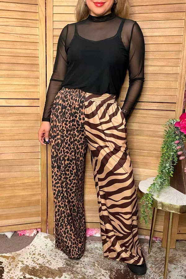 Western leopard wide leg women's boutique pant XCH17333