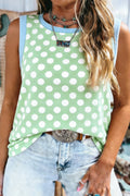 LDC Polka Dot Contrast Trim Sleeveless Tank Top