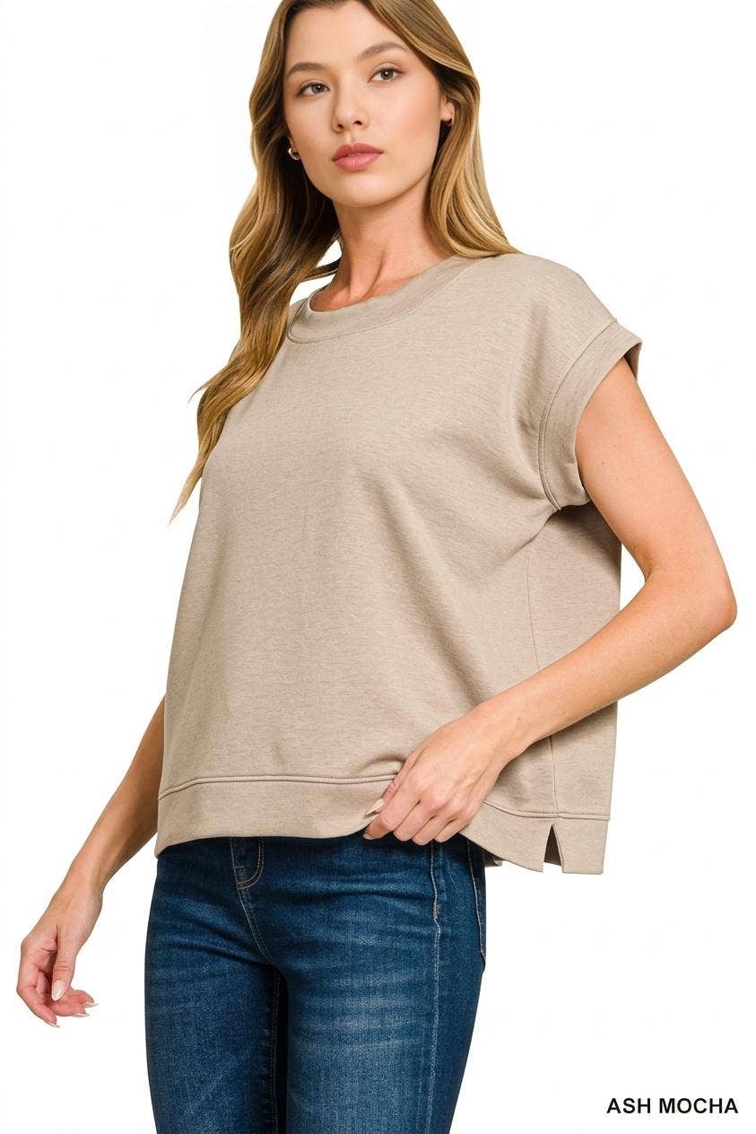 Scuba Side slit Sweatshirt - Zenana