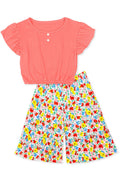 GKSS-L23-3101B-514 Girl's 2 pc Floral Gaucho Flare Set